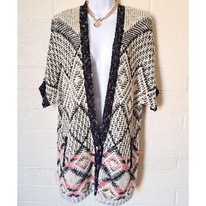 Cabi Sweater Geometric Design Cardigan